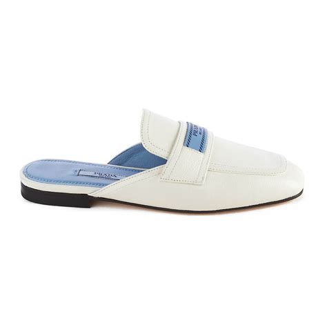 white prada loafer mules|Prada mules.